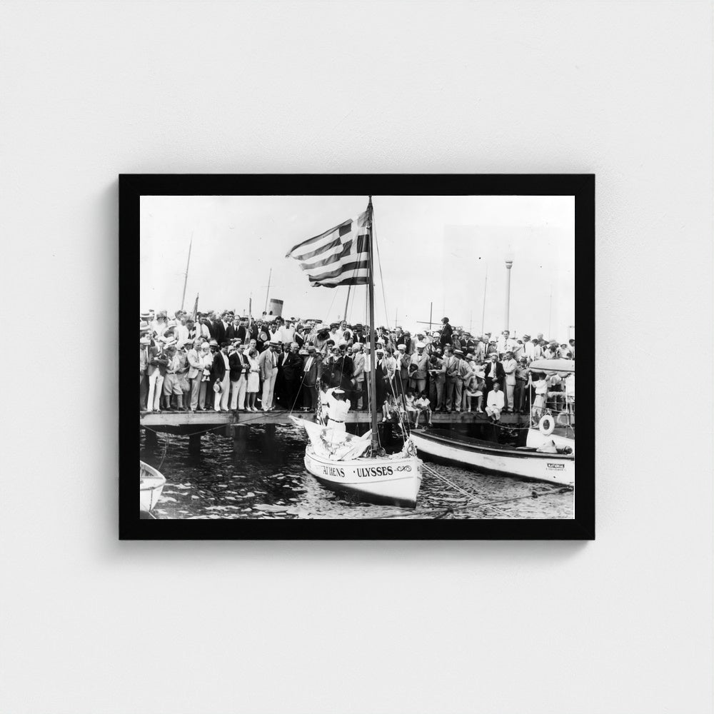 Crowds along the Waterfront — 12 × 16 inch black framed print