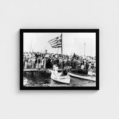 Crowds along the Waterfront — 12 × 16 inch black framed print
