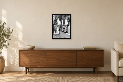 Marching through Downtown in a black frame, shown in a home setting — room visualization