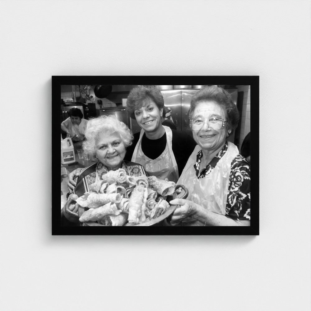Sharing Homemade Food — 12 × 16 inch black framed print