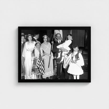 Young People in Traditional Dress — 12 × 16 inch black framed print