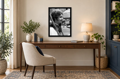 A Young Evzone at the Parade in a black frame, shown in an office setting — room visualization