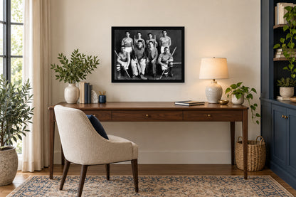 AHEPA Hockey Team in a black frame, shown in an office setting — room visualization