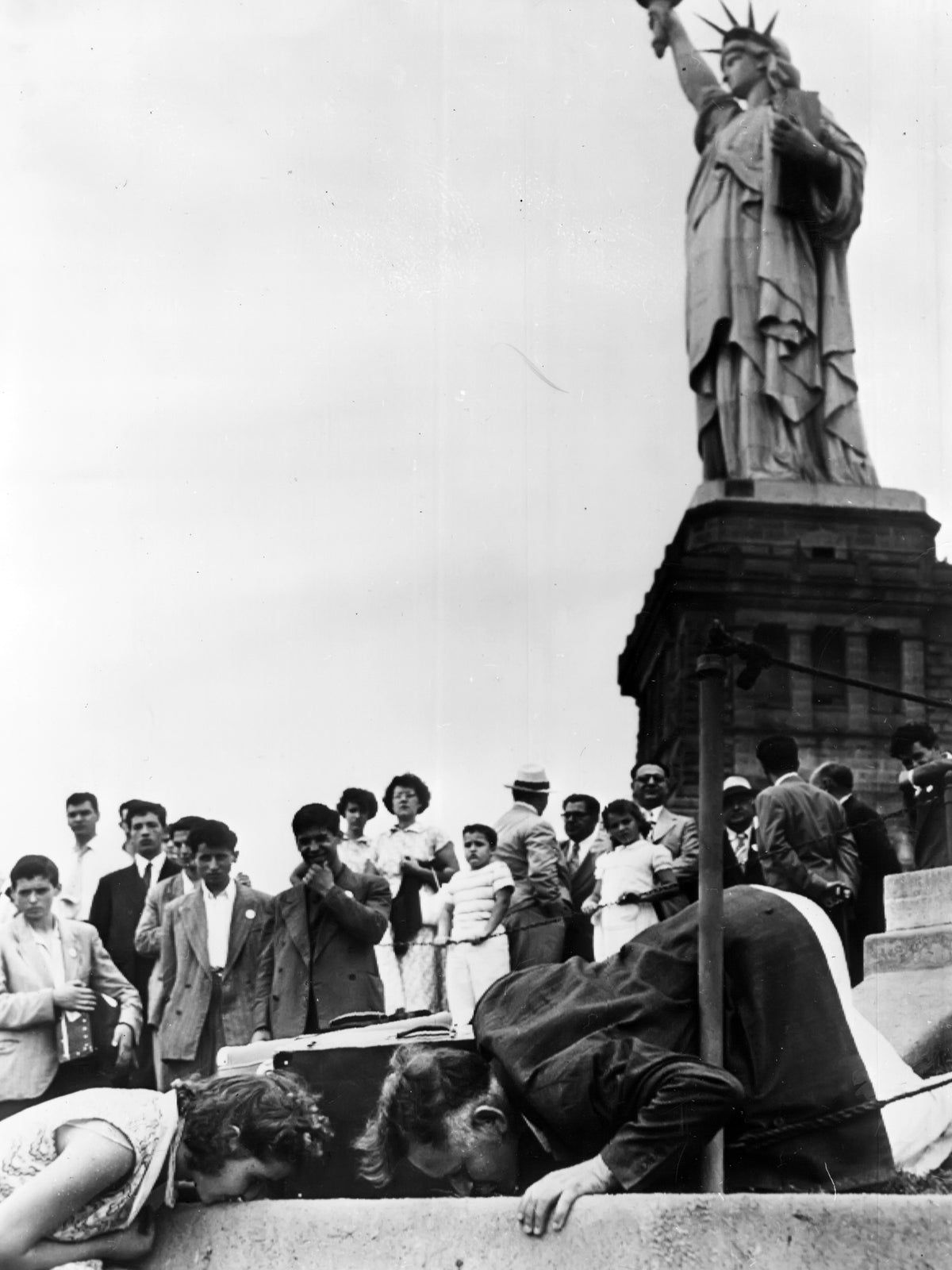 Visitors at the Statue of Liberty — 12 × 16 inch art print