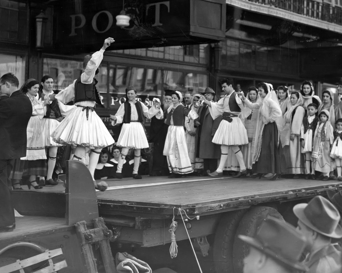 Dancers on a Street-stage Float — 8 × 10 inch art print