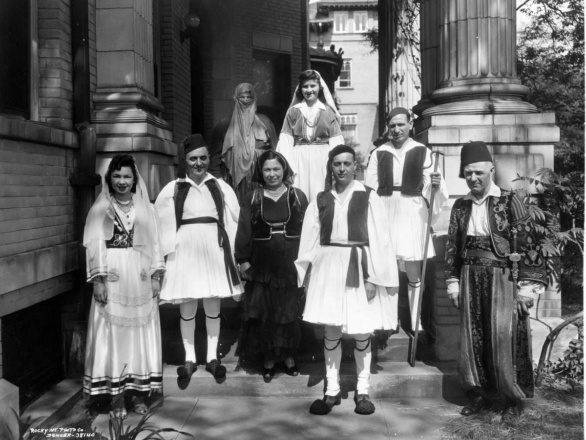 Traditional Dress on the Front Steps — 12 × 16 inch art print