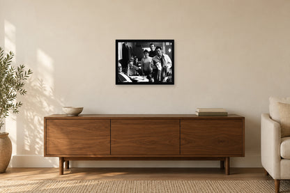 Gathering around the Coffeehouse Table in a black frame, shown in a home setting — room visualization