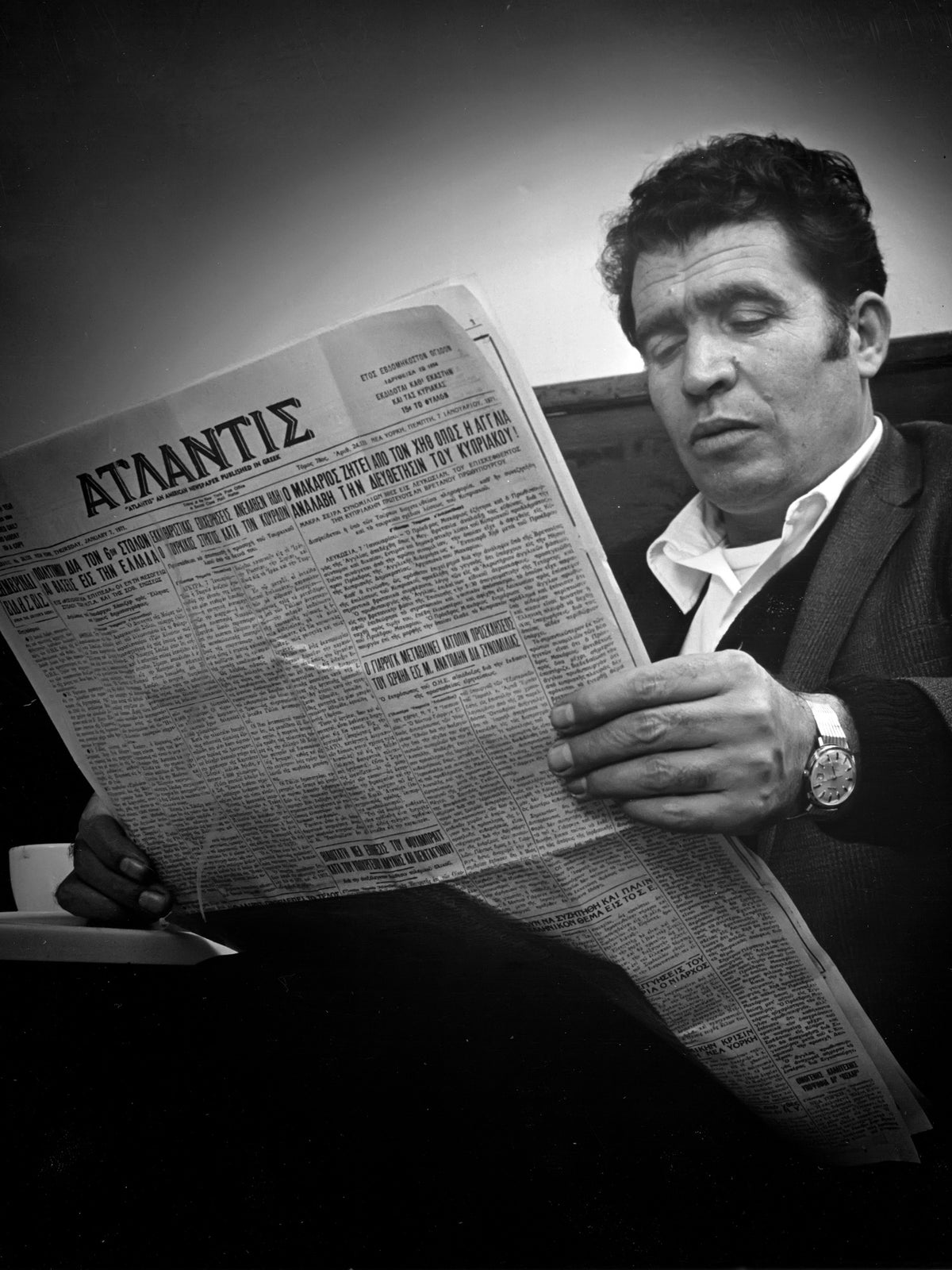 Reading the Greek Newspaper — 12 × 16 inch art print