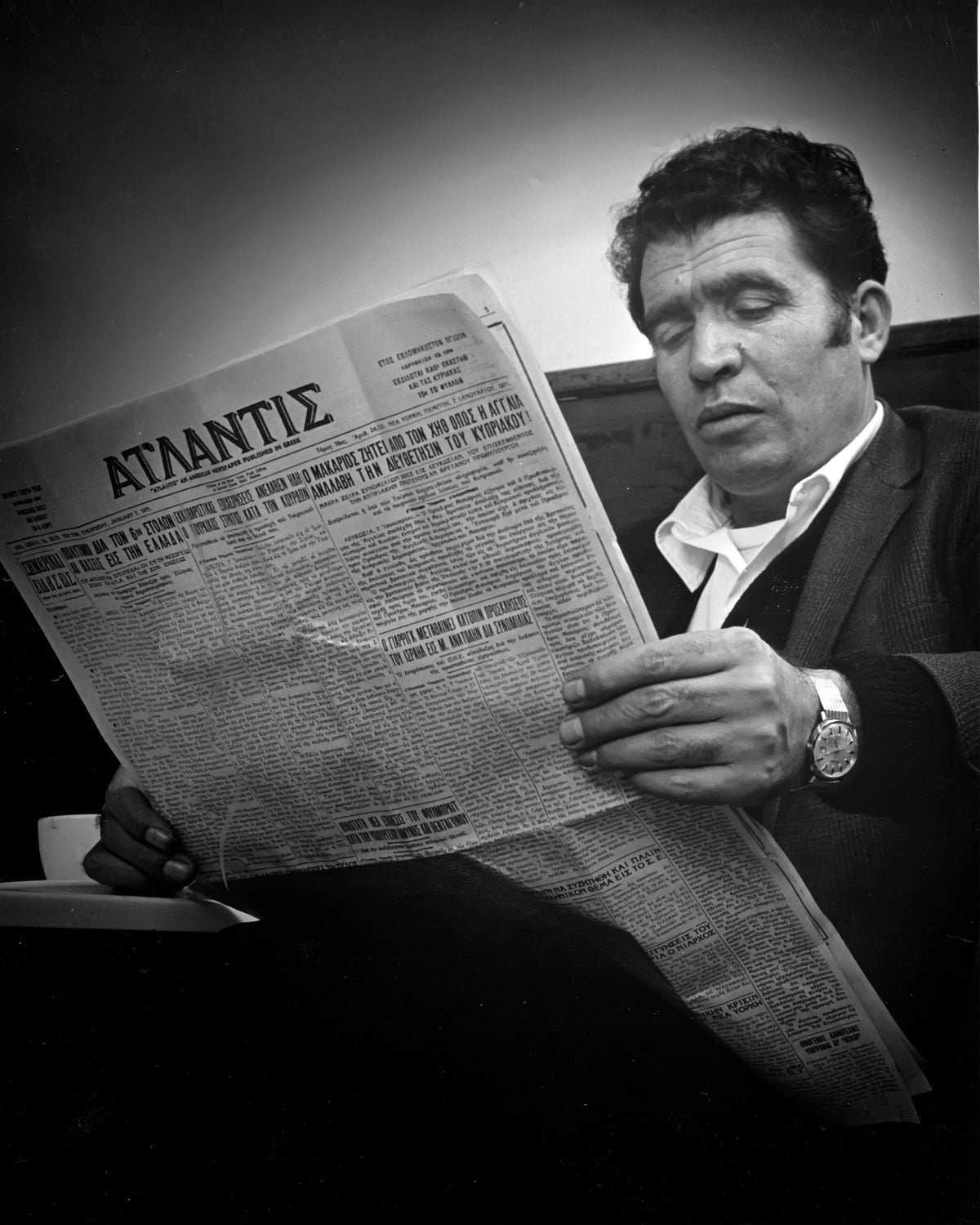 Reading the Greek Newspaper — 8 × 10 inch art print