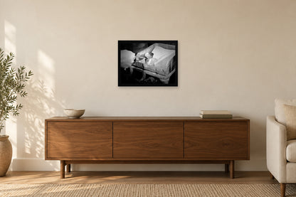 Making Coffee over Hot Sand in a black frame, shown in a home setting — room visualization