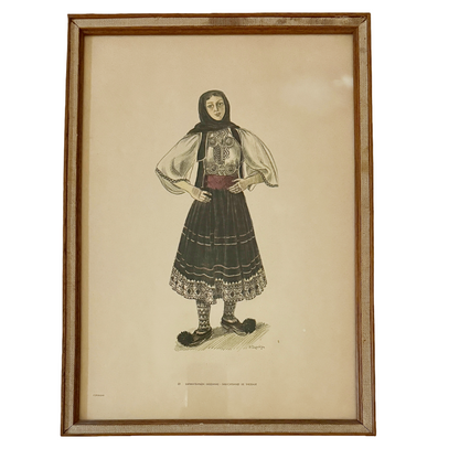 Set of Four Vintage A. Tassos Greek Folk Costume Prints — Framed