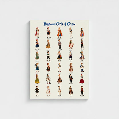 Boys and Girls of Greece — Stretched canvas with white sides. Prodigi product mockup; nominal 24 × 32 inches.
