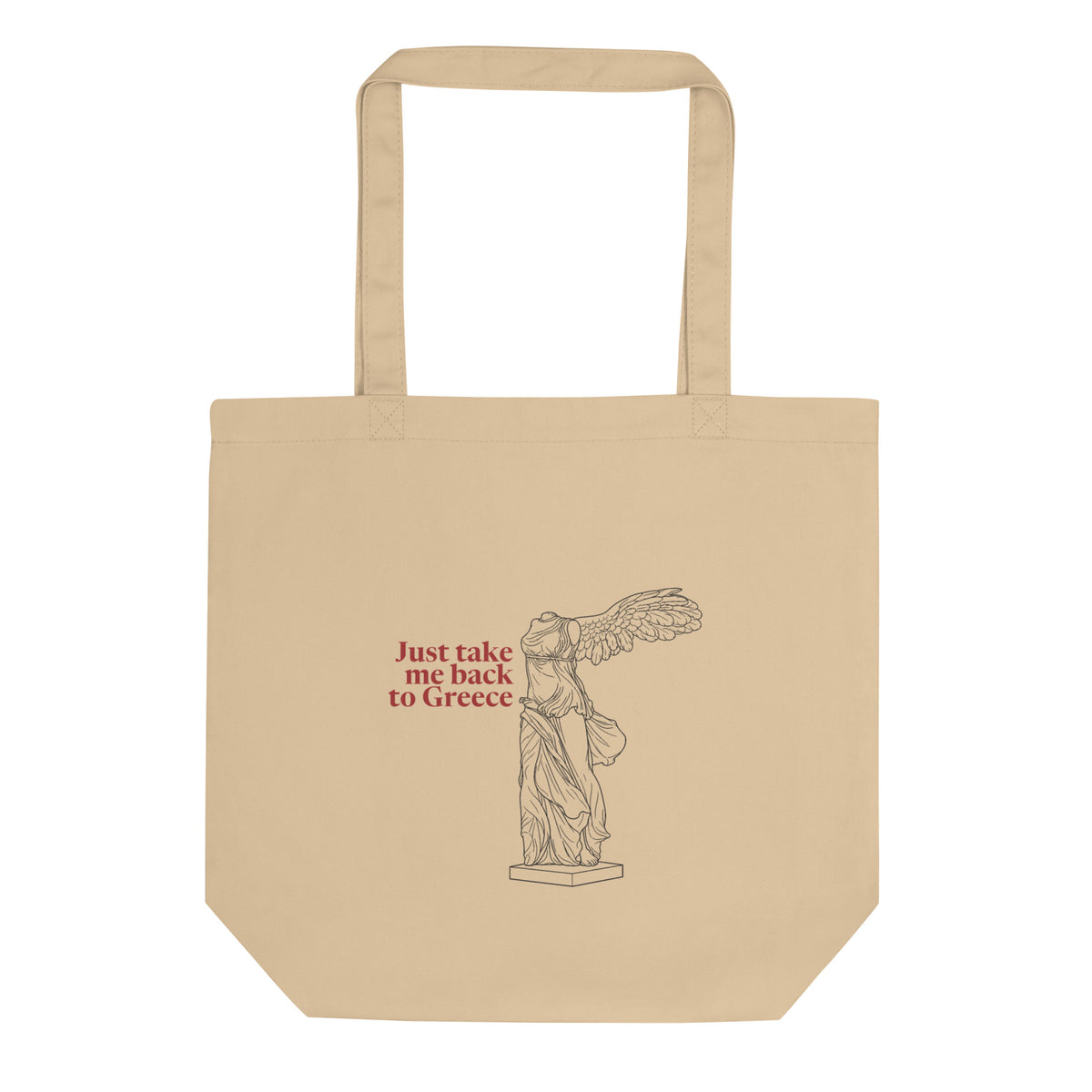 Winged Victory — Just Take Me Back to Greece — Organic Cotton Tote — Everyday, Oyster, front view
