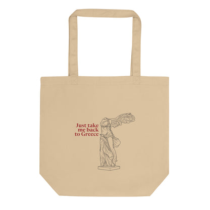 Winged Victory — Just Take Me Back to Greece — Organic Cotton Tote — Everyday, Oyster, front view