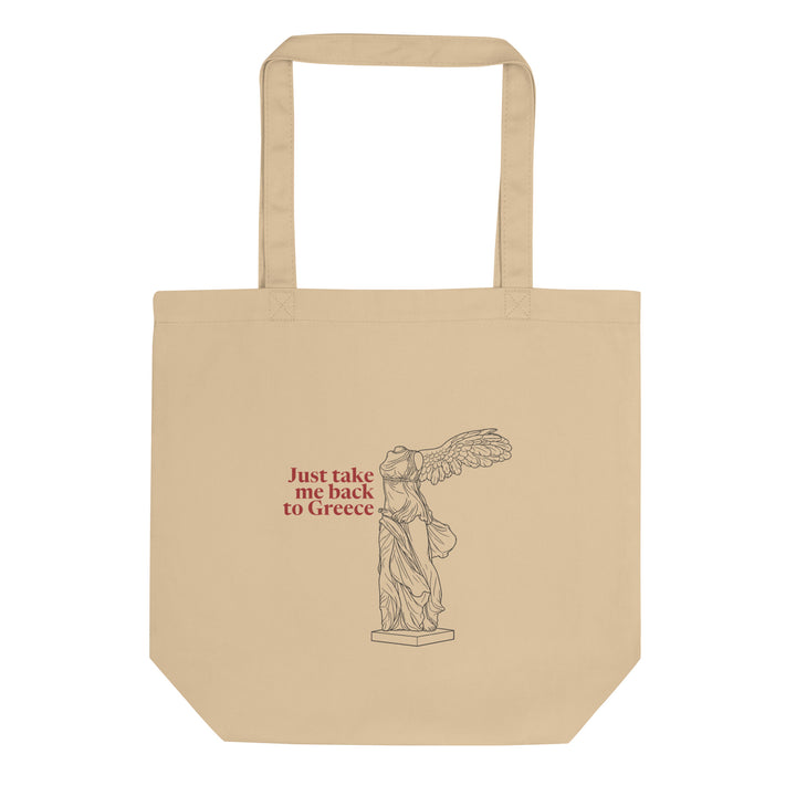 Winged Victory — Just Take Me Back to Greece — Organic Cotton Tote — Everyday, Oyster, front view
