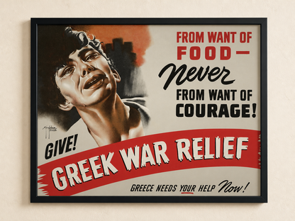 From Want of Food, Never from Want of Courage — framed print shown in a styled wall mockup