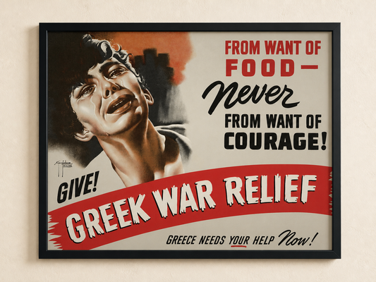 From Want of Food, Never from Want of Courage — framed print shown in a styled wall mockup