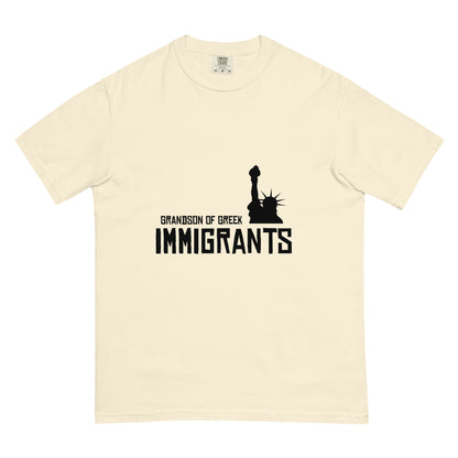 Grandson of Greek Immigrants — USA printed in black on an Ivory Comfort Colors 1717 T-shirt
