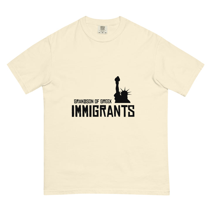 Grandson of Greek Immigrants — USA printed in black on an Ivory Comfort Colors 1717 T-shirt