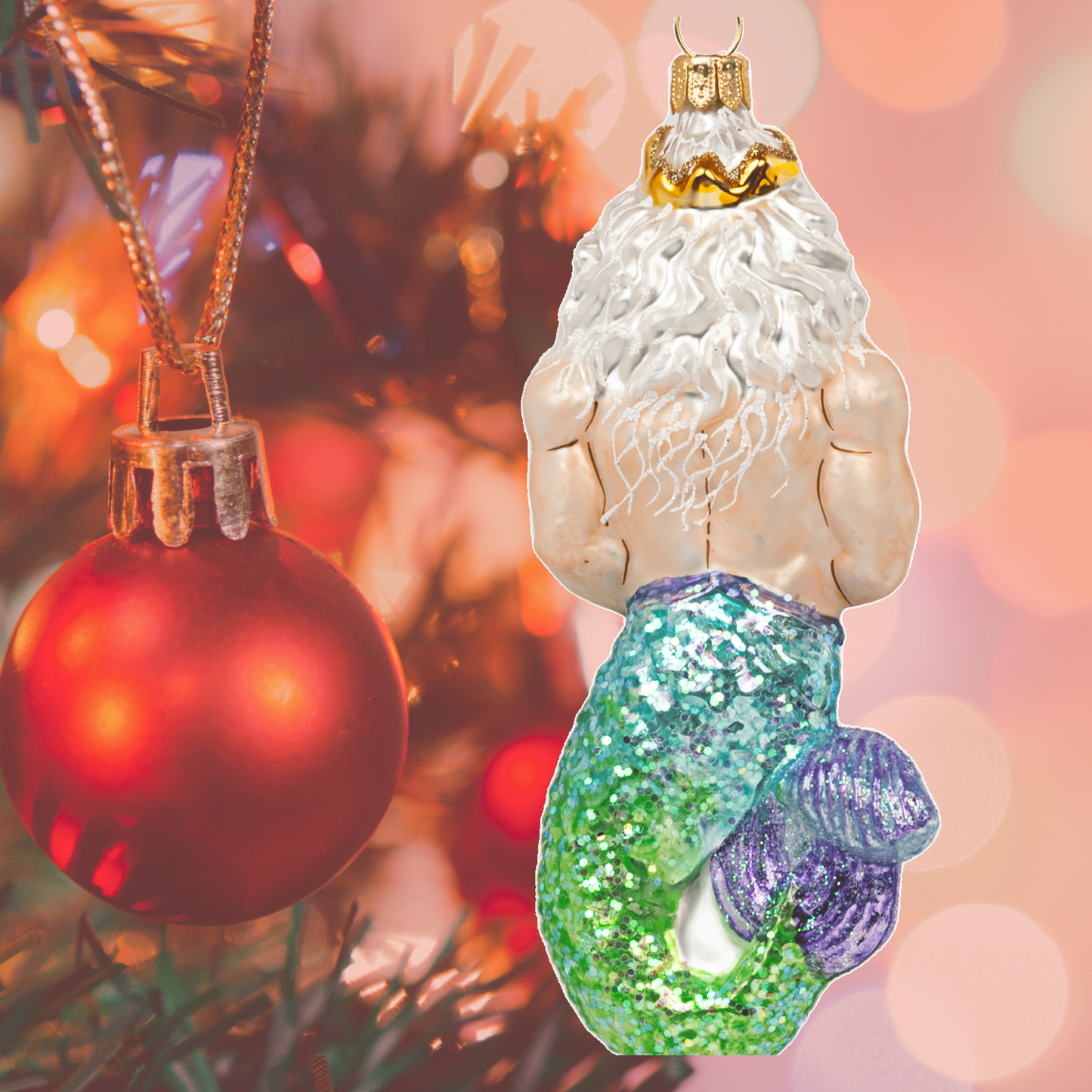 Poseidon Glass Christmas Ornament